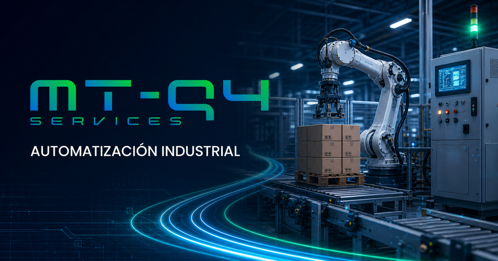 Celda robotizada de paletizado y control industrial